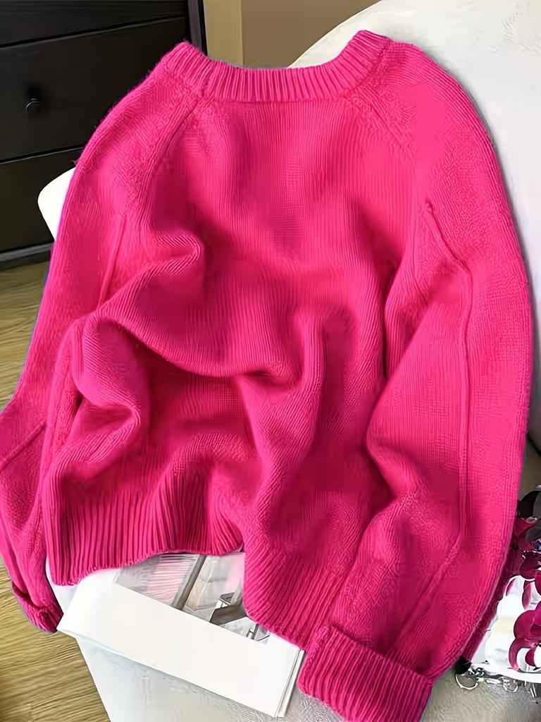 Versatile crew neck pullover sweater women's autumn and winter new loose lazy wind knitted sweater top platform supply chain