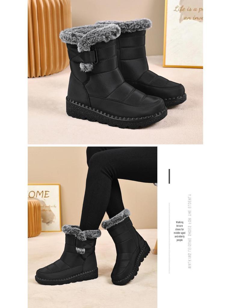 Women's High-Top Winter Snow Boots with Thick Velvet Lining for Warmth and Comfort