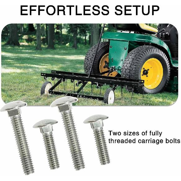 Zero Turn Mower Trailer Tow Hitch 1/4"(6mm) - Heavy Duty Lawn Mower Trailer Hitch 3/4" Hole Center with 2 Types Carriage Bolt Orange