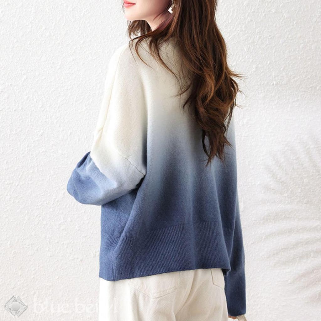 Blue Beryl Knit Top Gradient Sweater BB065-BL-L