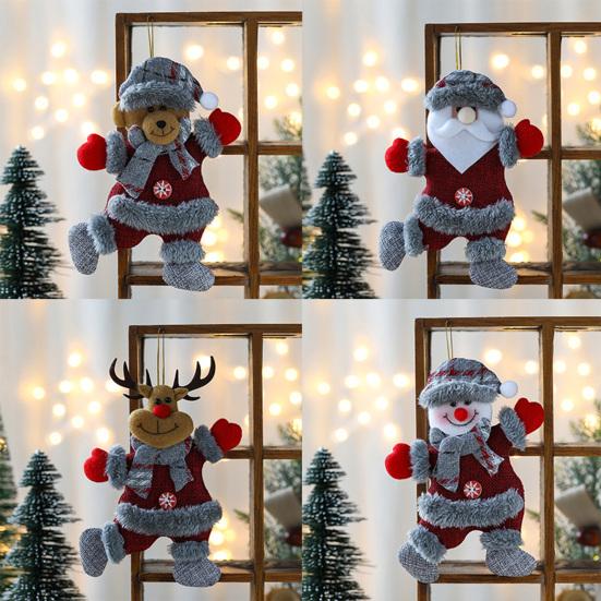 Christmas Plush Ornaments Cute Snowman Santa Elk Bear Doll Hanging Pendant Christmas Tree Decoration for Walls Windows Doors Home Decor