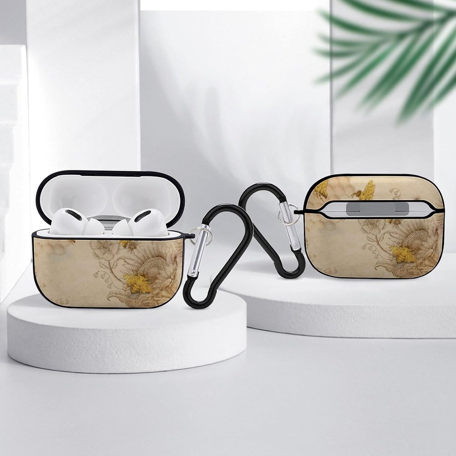 

Honey-Bees-Wildflowers-Retro Compatible with AirPods Pro Case Cover,Shock-Proof PC Full Protective Cover Compatible for Airpods Pro,Supports Wireless black-style-2