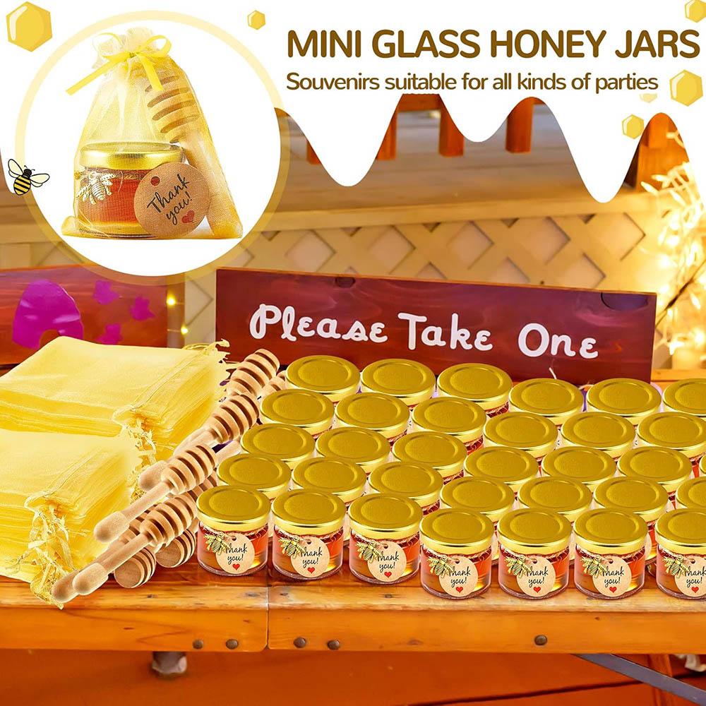 1oz Personalized Guest Gift Honey Jar for Bulk Mini Glass Pot with Wedding Stickers or Small Bottle with Lid Wholesale Lots
