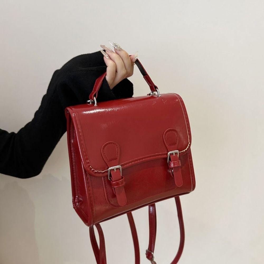 

Square PU Backpack PU Retro Crossbody Bag Creative Solid Color Shoulder Bag Outdoor белый