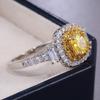 Dazzling Yellow Zircon Stone Wedding Party Ring Micro Paved   CopperProposal Engagement Ring Jewelry Gifts