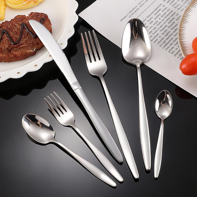 High-End European Stainless Steel Cutlery Set: Steak Knife, Fork, Spoon, Coffee Spoon, Dessert Spoon