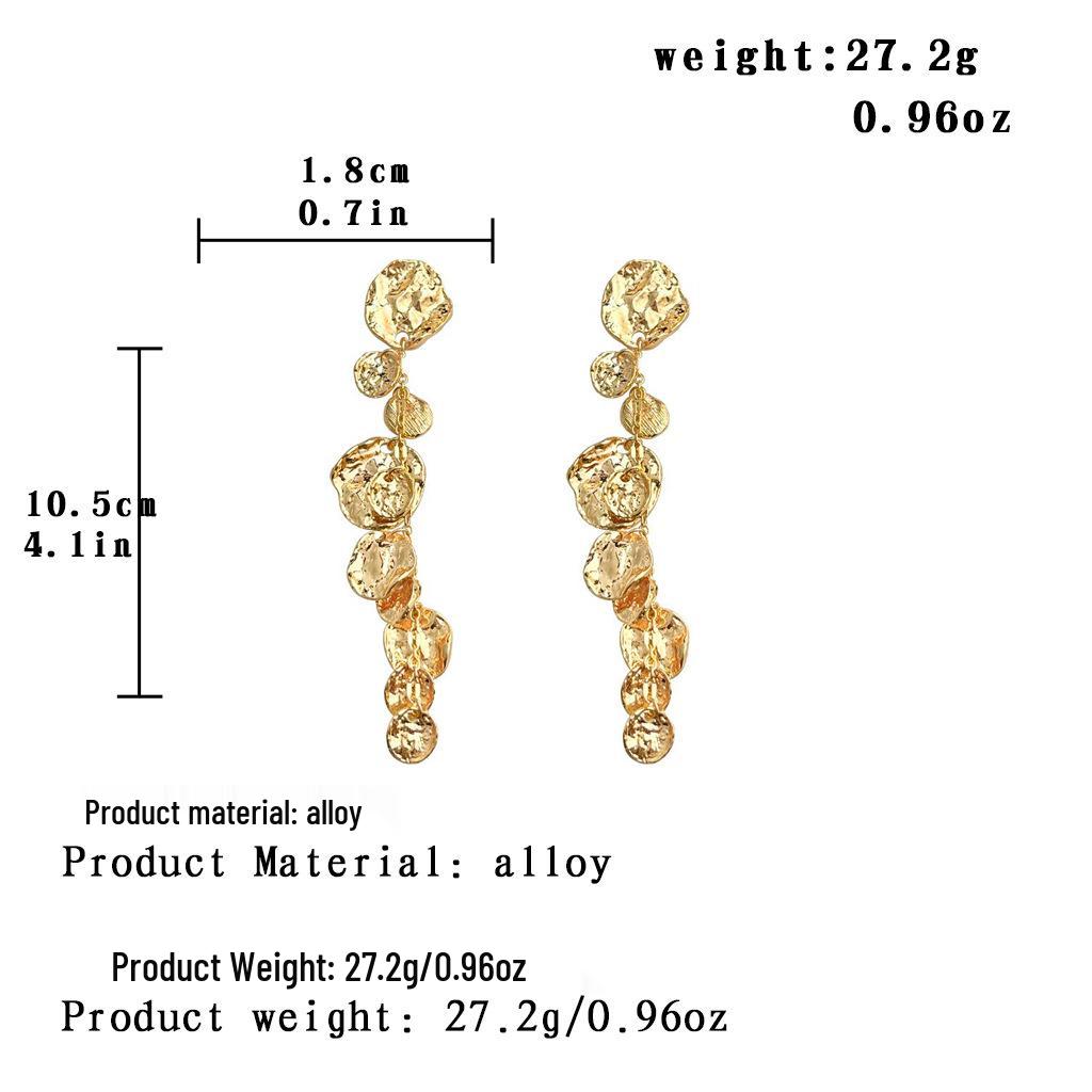 Geometric Alloy Tassel Earrings: Exaggerated High-End Niche Design