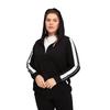 Fierte Women's Large Size Jacket Lm45011 Zipper Closure Seasonal Hood Stripe Detail Double Pocket Long Sleeve Sports Tracksuit Top Anthracite Black