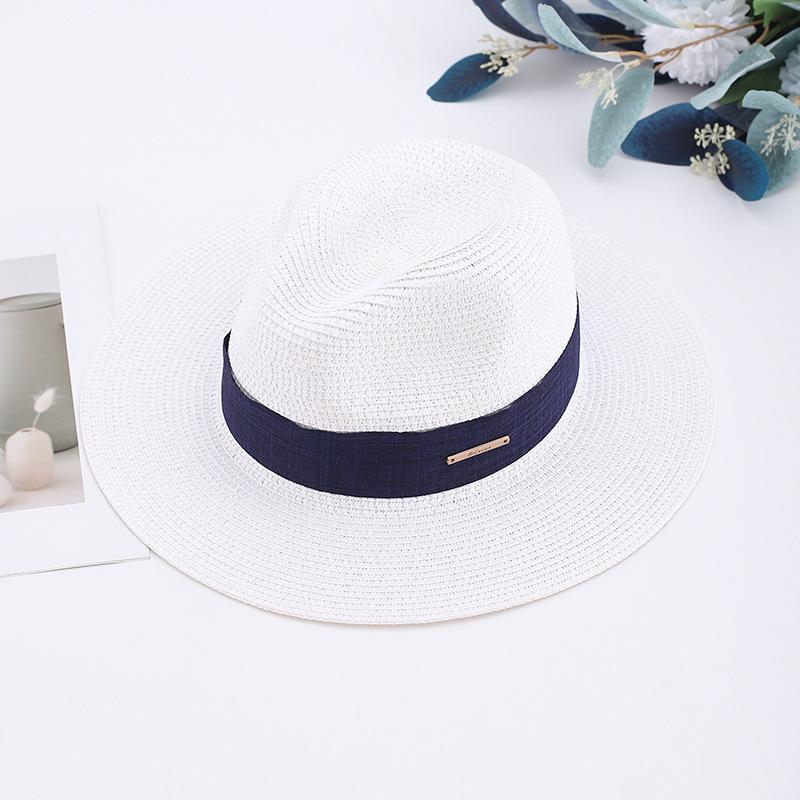 Panama Straw Hat Women's Summer Top Hat Versatile Jazz Hat Adjustable Sun Hat for Shopping Sun Hat