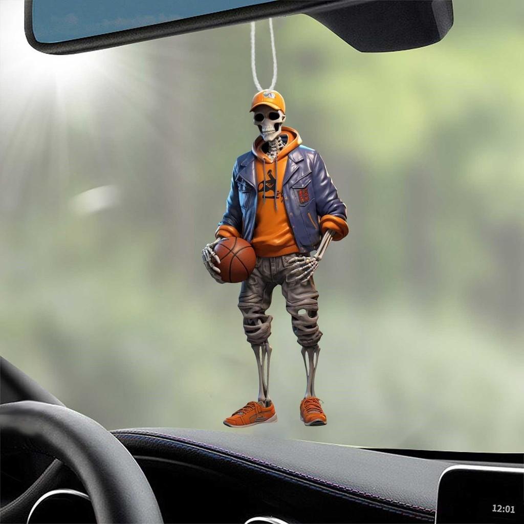 Acrylic Halloween Colorful Skeleton Car Hanging Ornament For Festive Home Decor