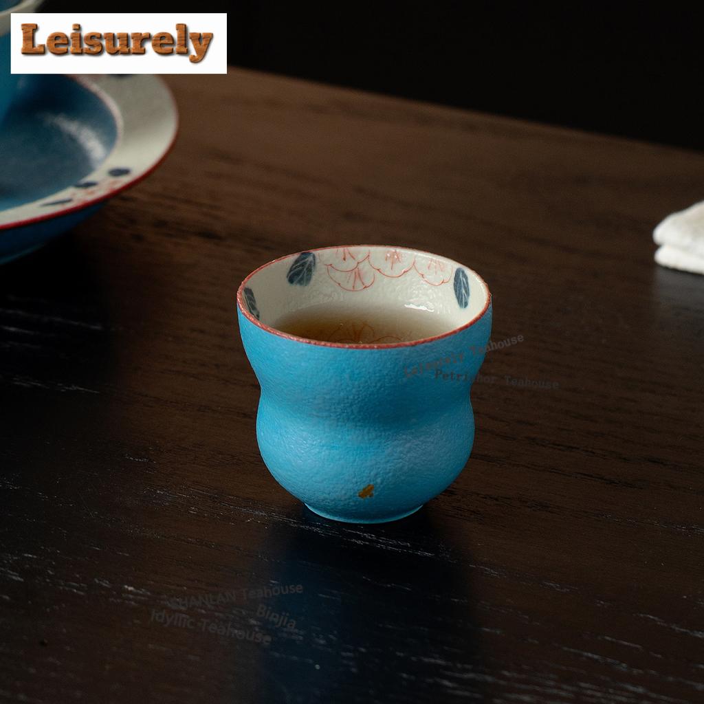 61ml Sprinkle Gold Hand-painted Flower Gourd Teacup Traditional Tea Bowl Mug Tea-tasting Personal Cup Chazhan Master Cup Craft