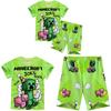 Minecraft Digital Print Kids Cartoon Pajama Set With Soft Fabric For Boys And Girls