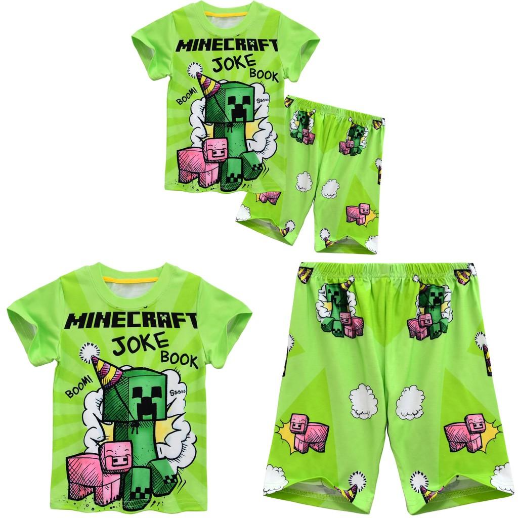 Minecraft Digital Print Kids Cartoon Pajama Set With Soft Fabric For Boys And Girls