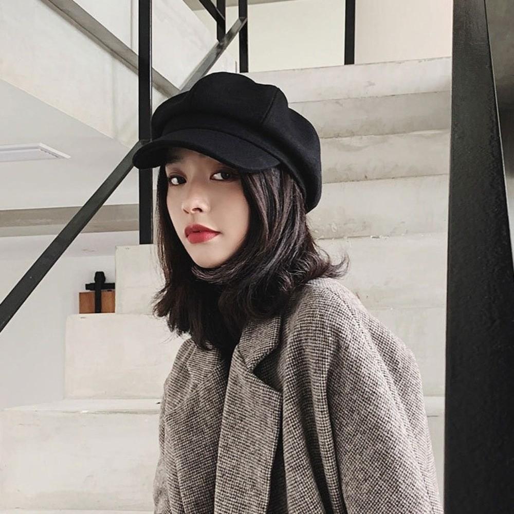 Solid Color British Berets Ear Protection Artist Hat Casual Painter Caps  Girl