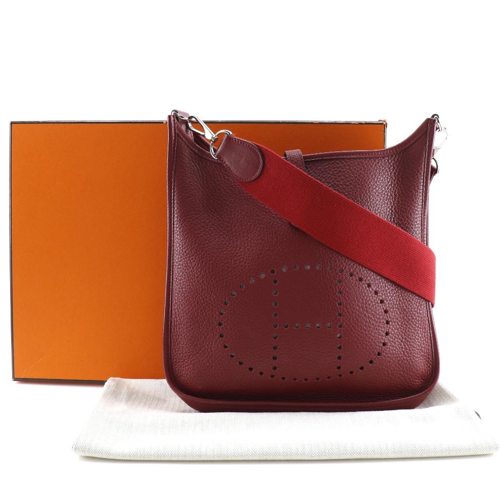Hermes Evelyn 2 PM Schultertasche Rot/Silberne Hardware Taurillon Clemence Damen Gebraucht