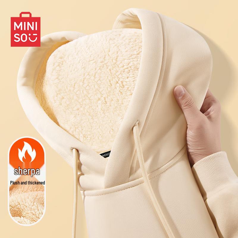 MINISO Men's Winter Sherpa Lined Hooded Sweatshirt