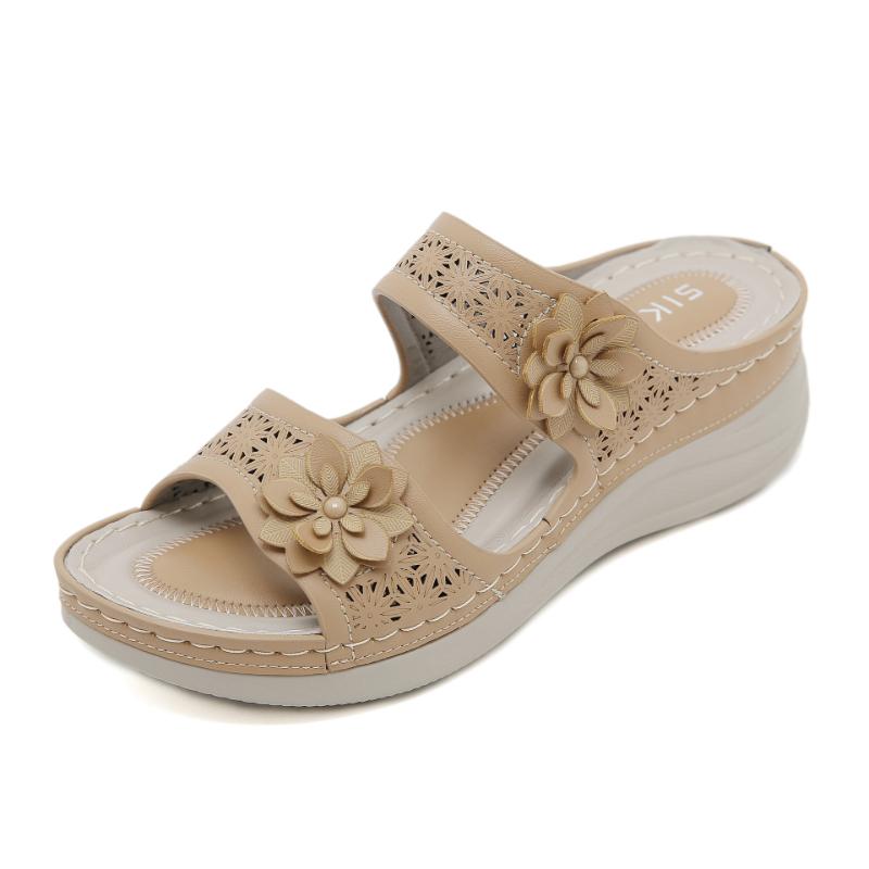 

Модные женские сандалии с круглым носком и вырезом «рыбий рот», на танкетке, повседневные, больших размеров, сандалии-эспадрильи на танкетке с вышивкой, удобные 37