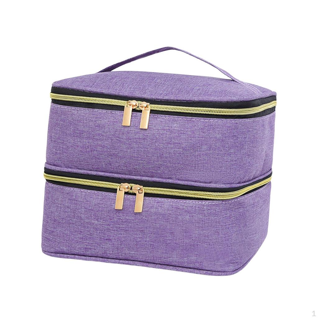 2 Tier Nail Polish Storage Bag with Dividers, Holds 30 Bottles, for Supplies Women