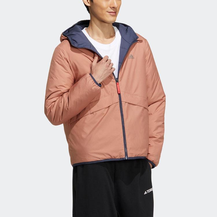 Adidas Letter Logo Printed Reversible Hooded Sports Cotton Jacket Men Jacket Rock-Layer-Brown HY7220
