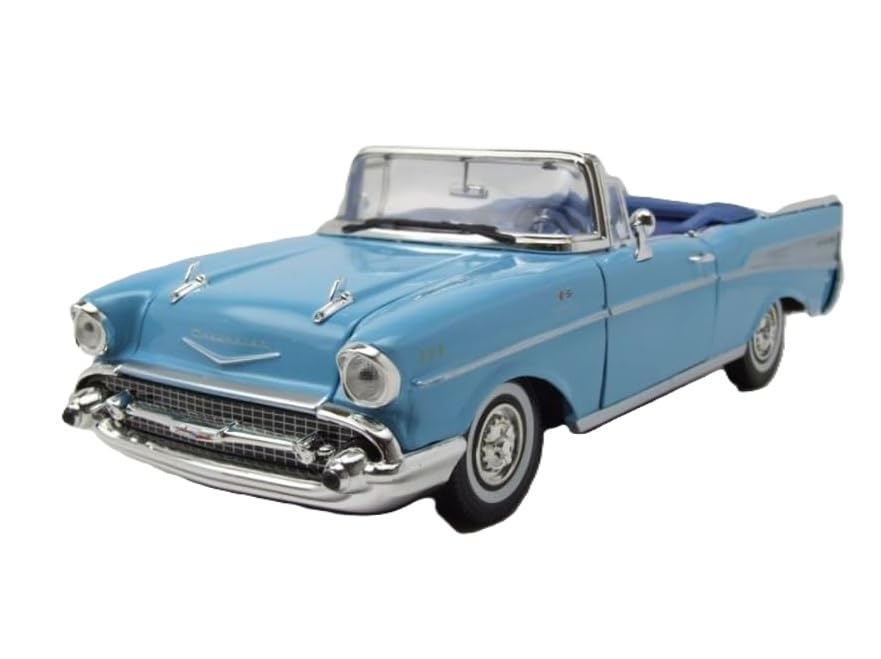 MotorMax American Car Chevrolet Bel Air Miniature Car 1/18 Bel Air Convertible 1957 (Light Blue)