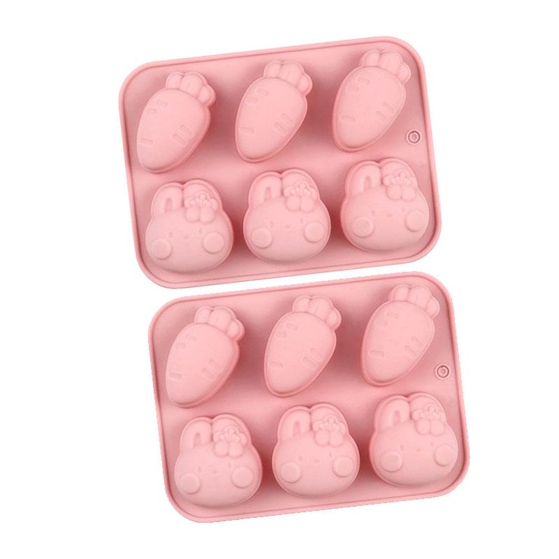 Cartoon Silicone Mold Rabbit Carrot Cookies Chocolate Candy Jelly Mini Soap Ice Cube Tray Kid's Birthday Cake Decorating Tools