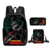 Classico Popolare Finding Frankie Stampa 3D 3pz/Set zainetto Scuola Zaino per Laptop Zaino a Spalla Inclinata Astuccio