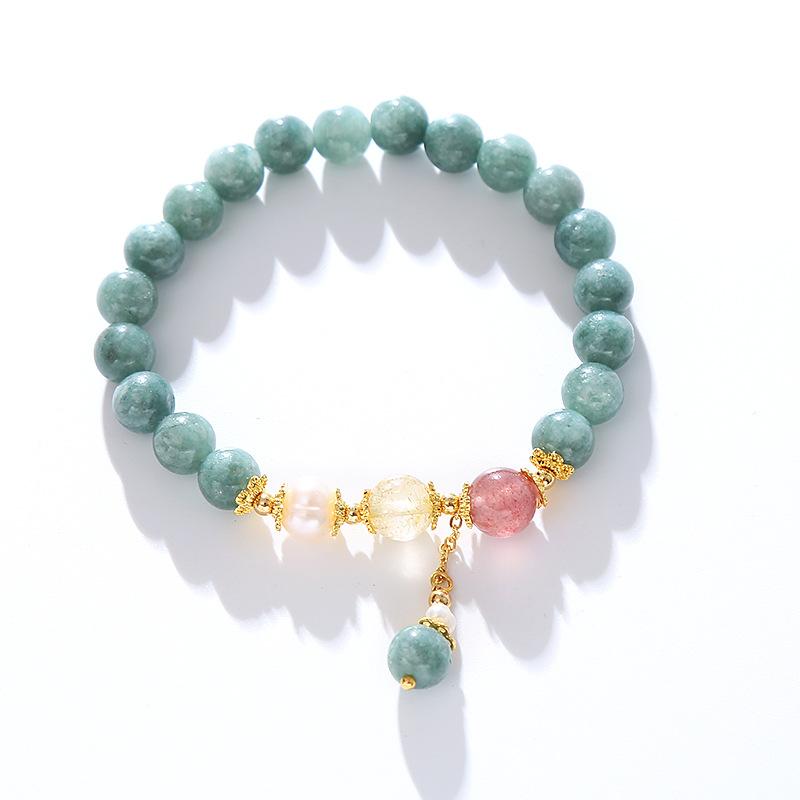 

Jade Crystal Bracelet Freshwater Pearl Strawberry Crystal Accessories Bangles Women Fashion Jewelry accessories Gift світло-зелений колір