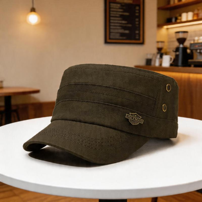 Flat top hat men's four seasons new trendy fashion outdoor casual versatile crown UV protection cap