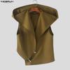 INCERUN Men Sleeveless Thin Irregular Casual Loose Fit Hooded Tank Tops