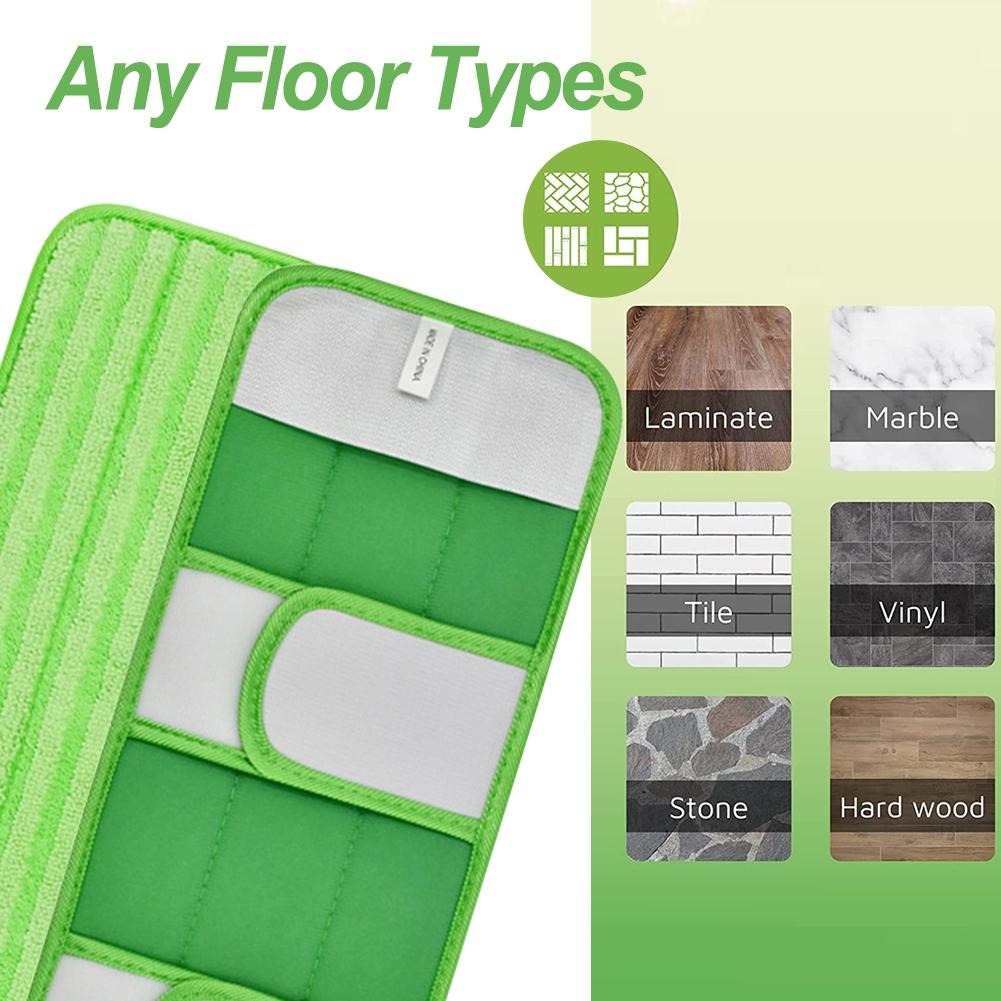Microfiber Reusable Mop Pads Multifunctional Reusable Green
