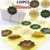 New 12Sheets Vintage Flower Round Wave Kraft Paper Handmade Seal Sticker For Handmade  DIY Multifunctional Gift Wholesale