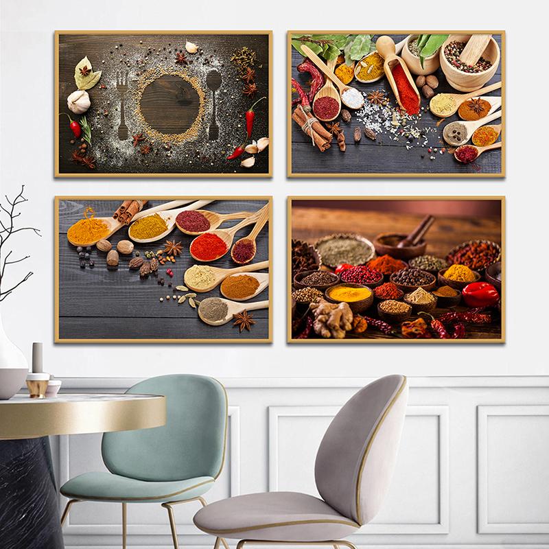 New Various Kitchen Spices Delicious Spice Decoration Painting Art Cloth Painting Wall Art Home Decoration