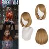 Biohazard 4 Remake Ashley Graham Wig Short Brown Pear Blossom Style Cosplay Hairpiece