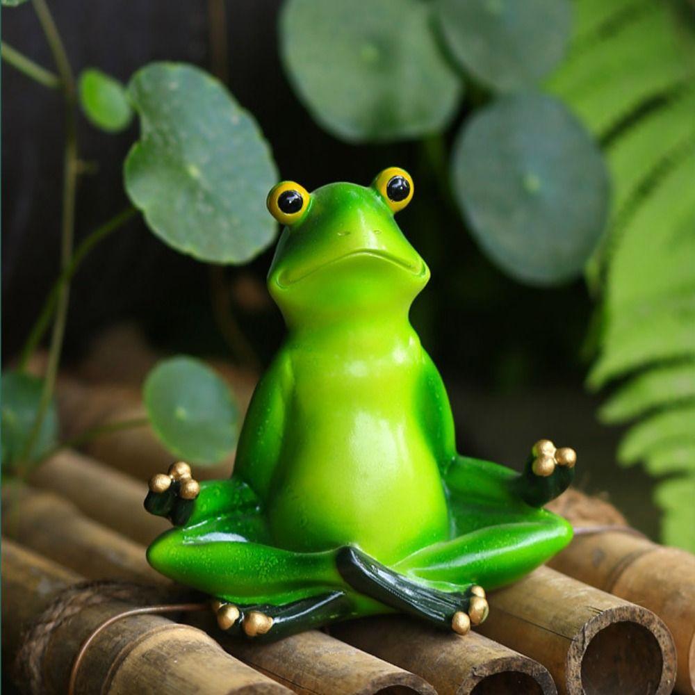 Roztomilá žába na jógu Soška Kreativní Miniatury Figurka Zahradní Dekorace Zvířecí Socha Domov