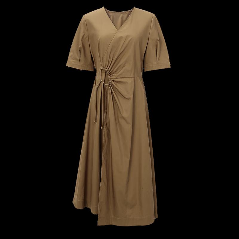 Women's Commuter V-Neck Short Sleeve Midi Dress