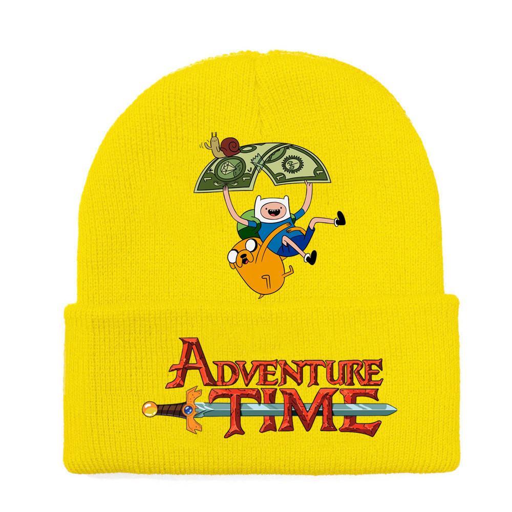Adventure Time Cartoon Print Acrylic Knit Hat Winter Warm Unisex Beanie For Adults Teens