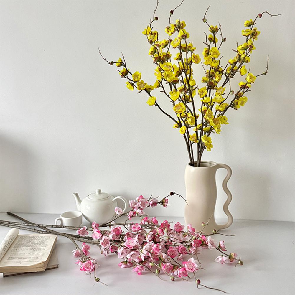 Natural Look Plum Blossom Artificial Plum Blossom Branch Artificial Cherry Blossom Branches 34.6 Inch Faux Plum Stems for Home