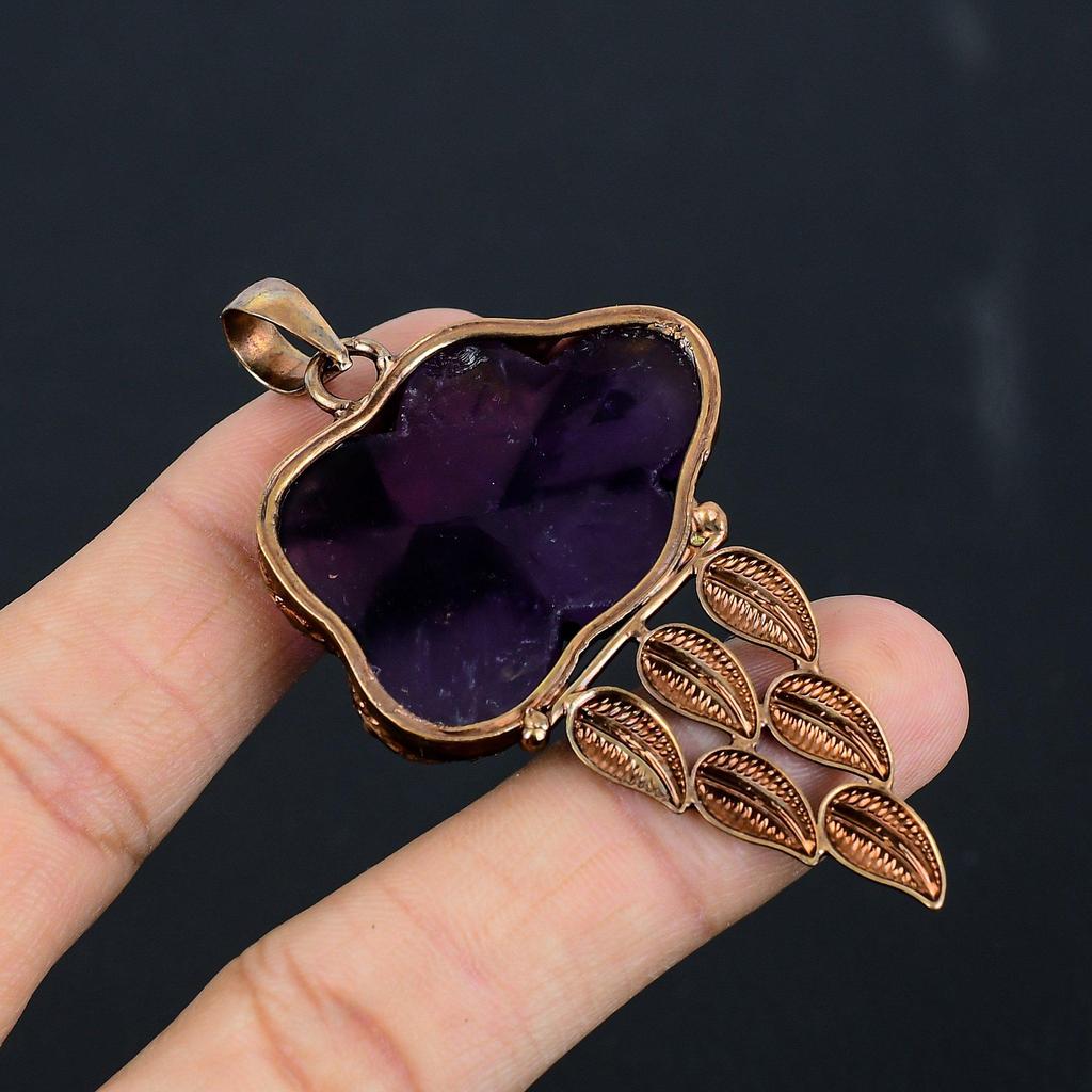 Amethyst Electroformed Pendant, Handmade Gemstone Pendant Jewelry, Gifts For Wife Brand New Pendant