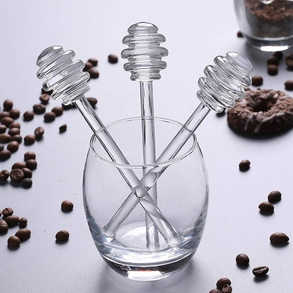 Transparent 6" Glass Honey Dipper Sticks Stirring Sticks Server Honey Spoon Dipper Stirrer Honey Wand for Honey Pot Jar Containers Honey Dispense