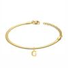 Punk 3mm Flat Snake Chain Bracelet Female Gold Color Stainless Steel Alphabet Initial Letter Charm Bracelet for Women Jewelry