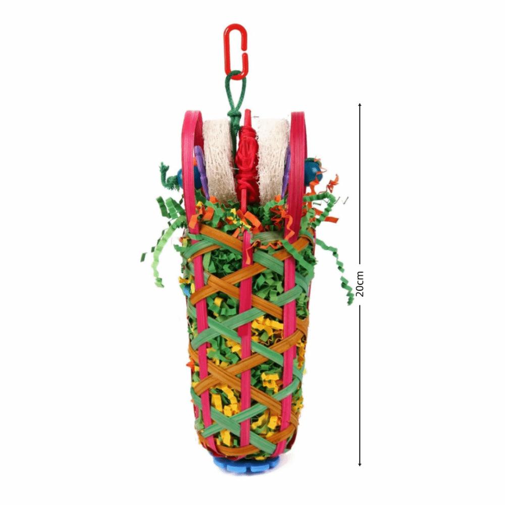 New Colored Bird Chewing Fun Foraging Loofah Material Rattan Parrot Toy Interactive Large Cage Accessories for Cockatoos