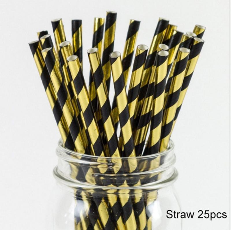 25 buc Paie de Băut de Unică Folosință din Hârtie Colorată, Folie Aurie/Argintie Curcubeu, Decor de Crăciun, Nuntă, Zi de Naștere, Articole de Petrecere