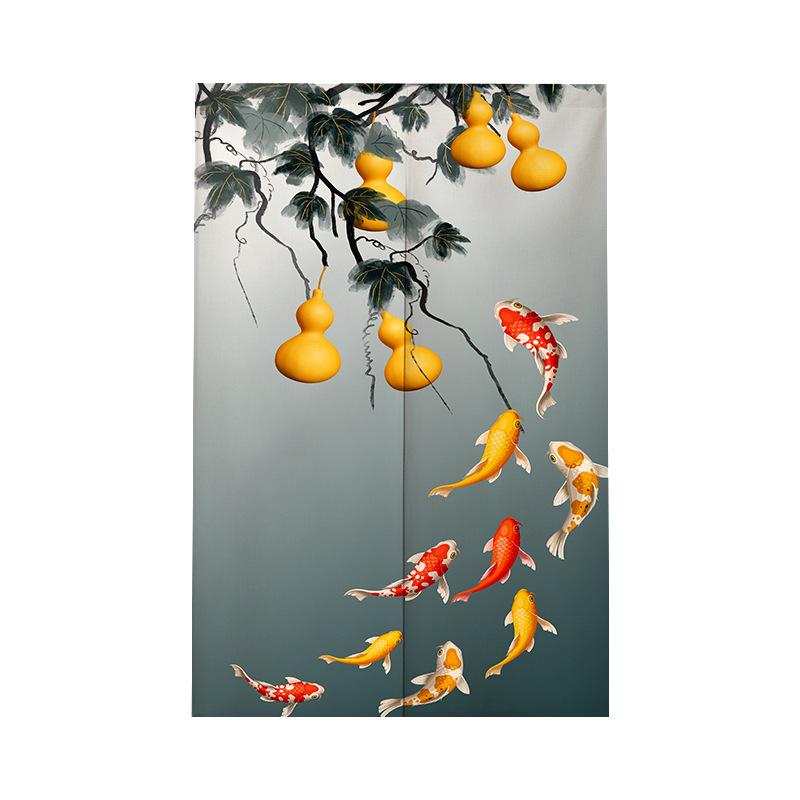 Chinese Style Koi Partition Door Curtain Home Entrance Doorway Living Room Decor Half-Curtain Kitchen Partition Bedroom Noren