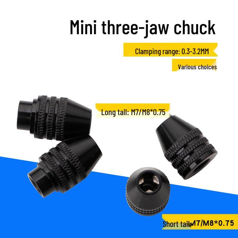 

Mini Electric Grinder with Flexible Shaft & 3-Claw Drill Chuck (0.3-3.2mm, 7/8x0.75) Mini Chuck [Long Tail] M7x0.75mm