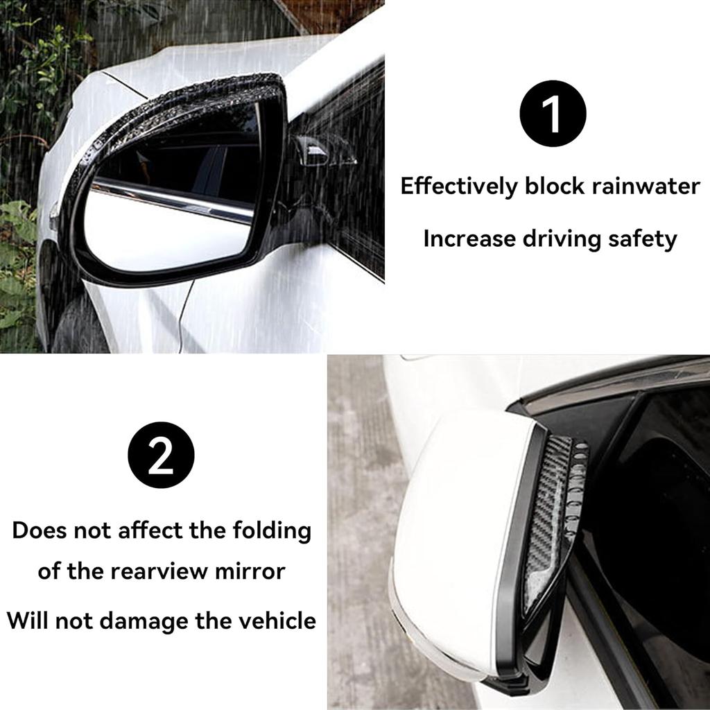 2PCS Rearview Mirror Rain Visor Guard, Carbon Fiber Mirror Rain-Proof Sun Visor Side,Rainproof Waterproof Auto Rearview Mirror Cover Accessories,