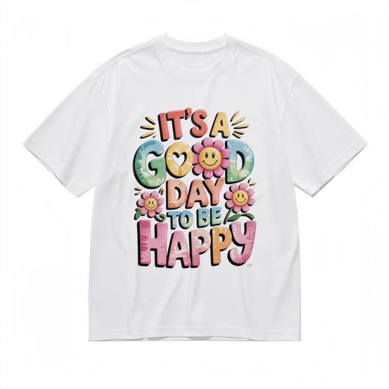 

Men s Soft Breathable Classic T-Shirt Smiling Flower Positive Quote Design Tee 4XL