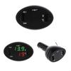 Car Thermometer Voltmeter Temperature USB 12-24V 3 in 1 Voltmeter Temperature Gauge LED Digital Display Black