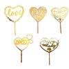 Gold Acrylic Heart Collection Cake Topper Dessert Decoration Birthday Party Cupcake