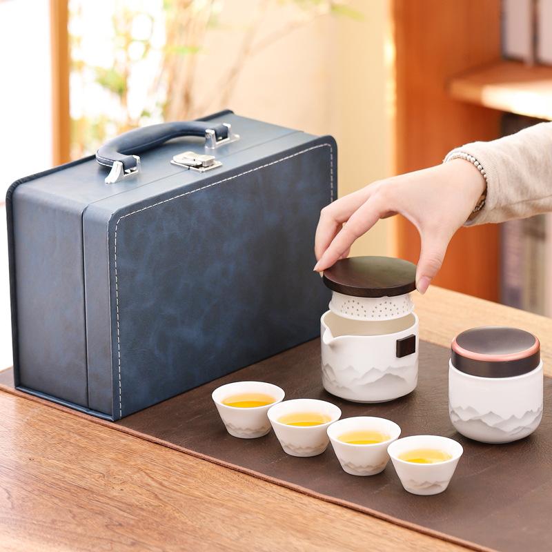 

Travel tea set portable outdoor portable simple car camping office kung fu teapot teacup gift