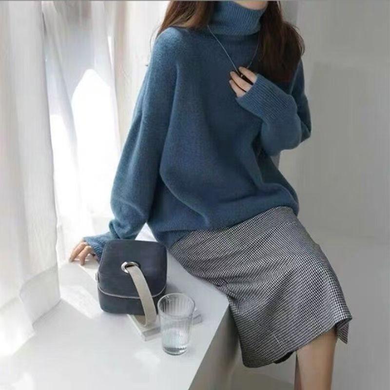 Women's Trendy Thick Knit High-Neck Sweater - Loose, Gentle French Style for Autumn/Winter
